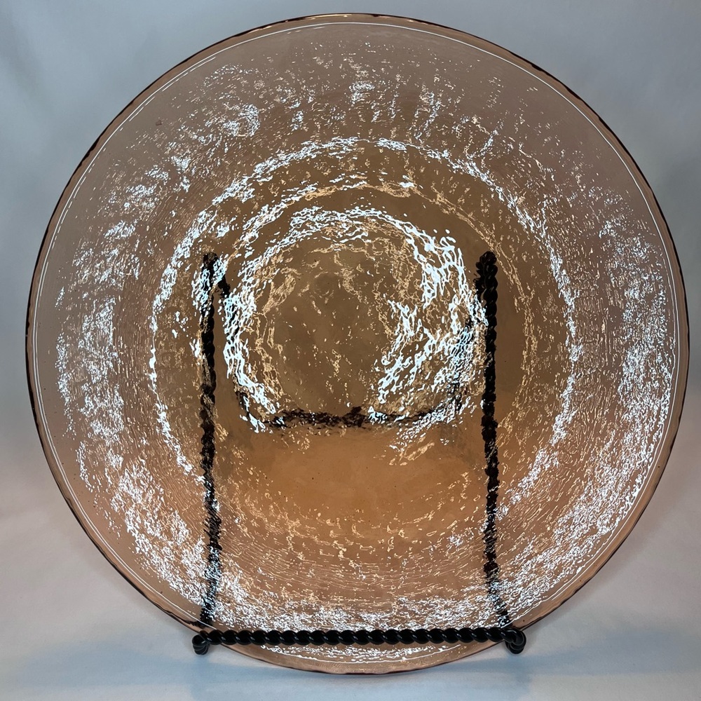Authentic Fire & Light Recycled Glass Dinner Plate Copper Orange 11 inches Art